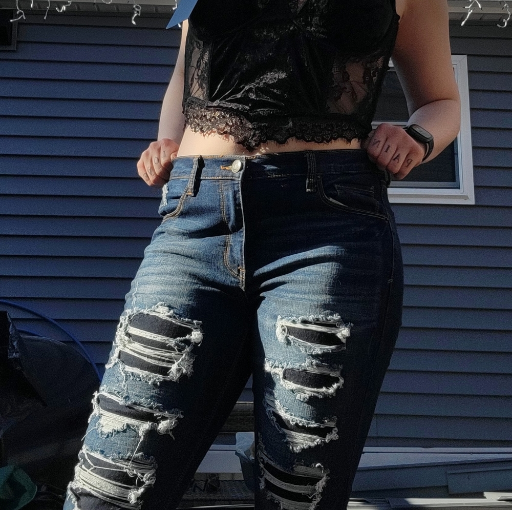 Dark Blue Ripped Mudd Jeans